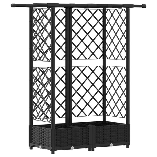 Raised Bed with Trellis and Roof Black 124 x 40 x 121 cm PP Raised Bed with Trellis and Roof Black 124 x 40 x 121 cm PP