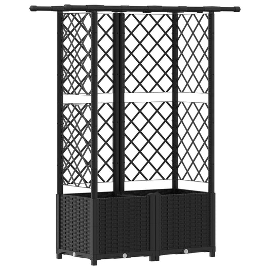 Raised Bed with Trellis and Roof Black 124 x 40 x 136 cm PP Raised Bed with Trellis and Roof Black 124 x 40 x 136 cm PP