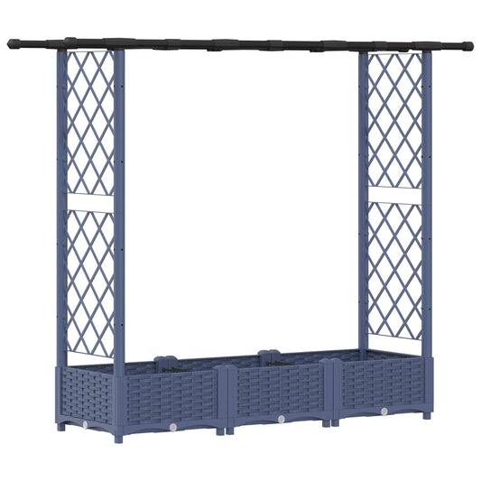Raised Bed with Trellis and Roof Grey 164 x 40 x 121 cm PP Raised Bed with Trellis and Roof Grey 164 x 40 x 121 cm PP