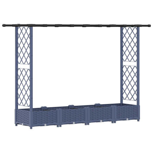 Raised Bed with Trellis and Roof Grey 203 x 40 x 121 cm PP Raised Bed with Trellis and Roof Grey 203 x 40 x 121 cm PP