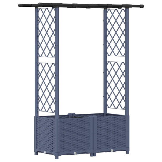 Raised Bed with Trellis and Roof Grey 124.5 x 40 x 136 cm PP Raised Bed with Trellis and Roof Grey 124.5 x 40 x 136 cm PP