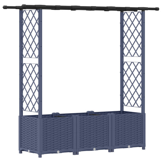Raised Bed with Trellis and Roof Grey 162.5 x 40 x 136 cm PP Raised Bed with Trellis and Roof Grey 162.5 x 40 x 136 cm PP