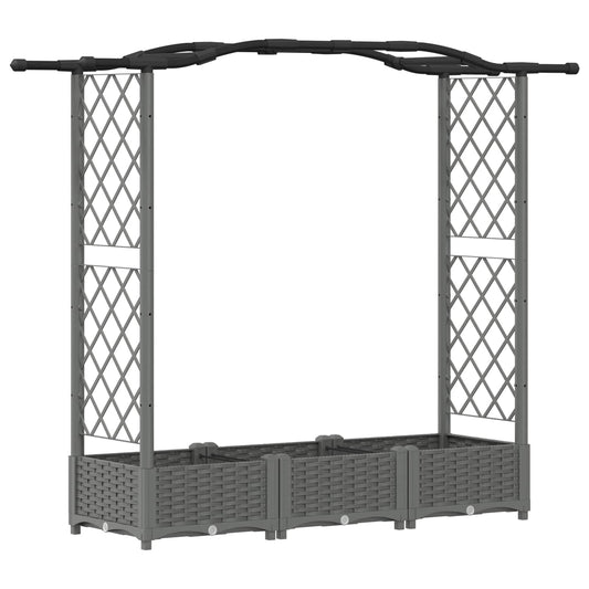 Raised Bed with Trellis and Roof Light Grey 169 x 40 x 123 cm Raised Bed with Trellis and Roof Light Grey 169 x 40 x 123 cm