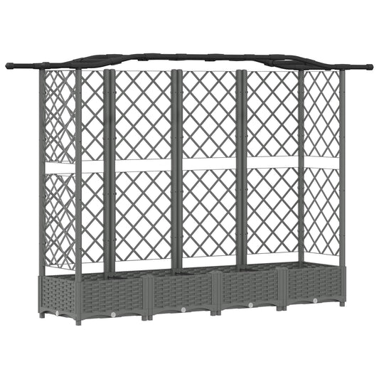 Raised Bed with Trellis and Roof Light Grey 203.5 x 40 x 123 cm Raised Bed with Trellis and Roof Light Grey 203.5 x 40 x 123 cm