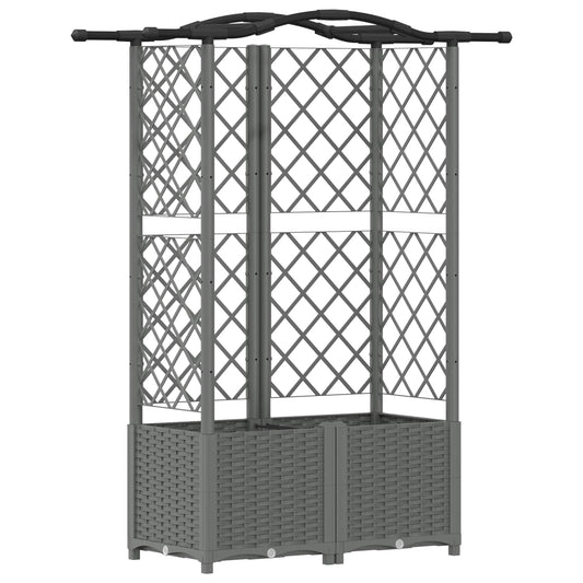 Raised Bed with Trellis and Roof Light Grey 122 x 40 x 138 cm Raised Bed with Trellis and Roof Light Grey 122 x 40 x 138 cm
