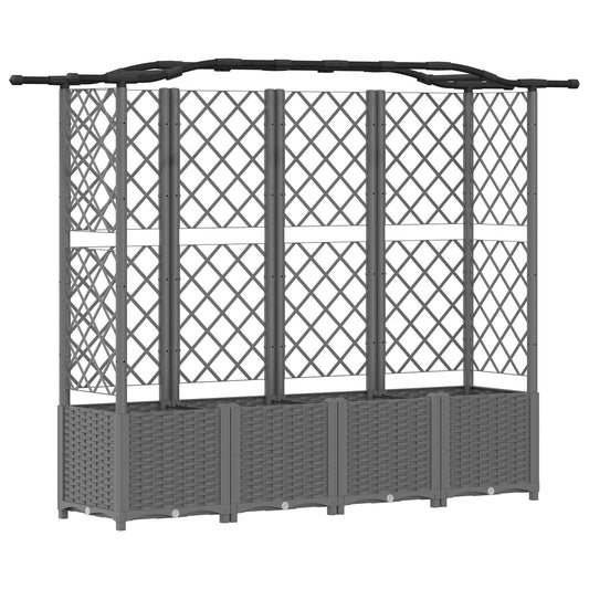 Raised Bed with Trellis and Roof Light Grey 204 x 40 x 138 cm Raised Bed with Trellis and Roof Light Grey 204 x 40 x 138 cm