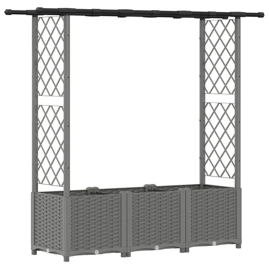 Raised Bed with Trellis and Roof Light Grey 162.5 x 40 x 136 cm Raised Bed with Trellis and Roof Light Grey 162.5 x 40 x 136 cm