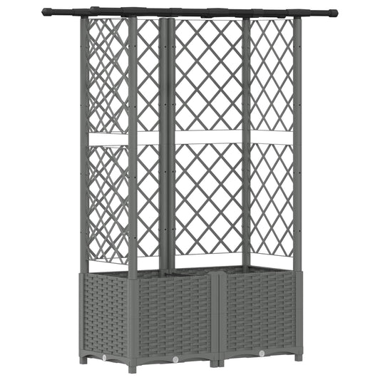 Raised Bed with Trellis and Roof Light Grey 124 x 40 x 136 cm Raised Bed with Trellis and Roof Light Grey 124 x 40 x 136 cm