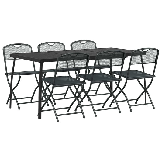 Outdoor Furniture Set Folding 7 pcs Anthracite Iron and Steel Outdoor Furniture Set Folding 7 pcs Anthracite Iron and Steel