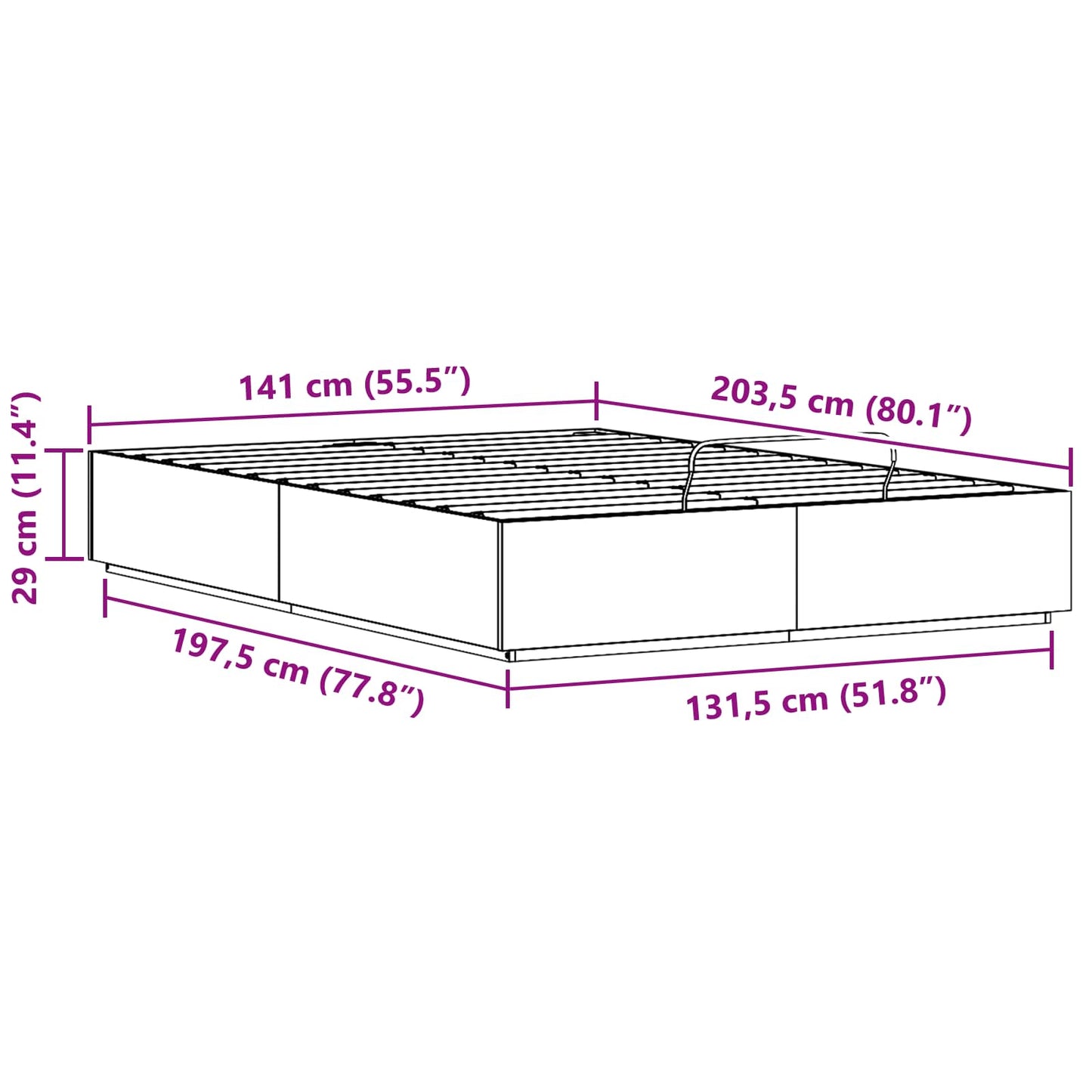 Ottoman Bed Frame with Storage Natural 140 x 200 cm
