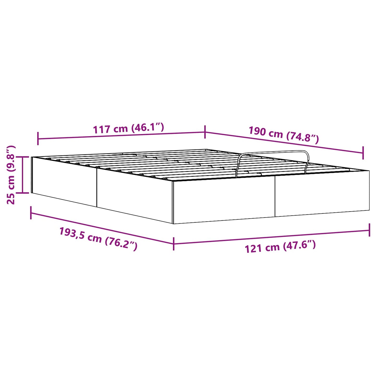 Ottoman Bed Frame with Storage White 120 x 190 cm