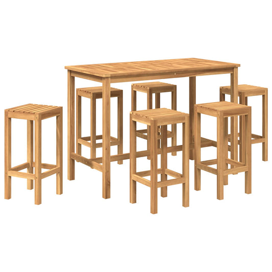 Outdoor Bar Set 7 pcs Natural Solid Teak Wood Outdoor Bar Set 7 pcs Natural Solid Teak Wood