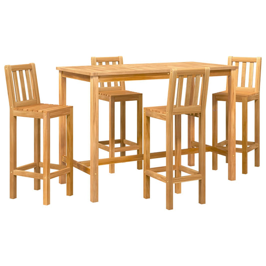 Outdoor Bar Set 5 pcs Natural Solid Teak Wood Outdoor Bar Set 5 pcs Natural Solid Teak Wood