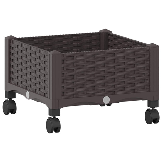 Garden Planter with Wheels Brown 40 x 40 x 29 cm PP Garden Planter with Wheels Brown 40 x 40 x 29 cm PP