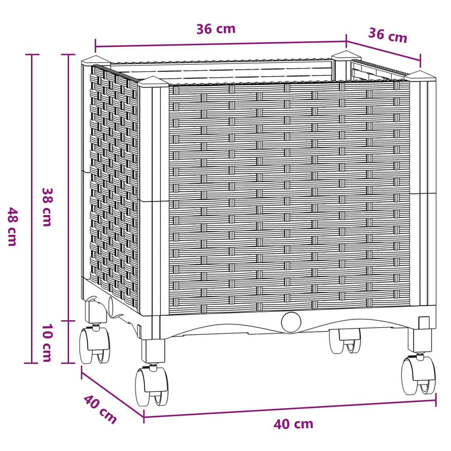Garden Planter with Wheels Blue Grey 40 x 40 x 48 cm PP