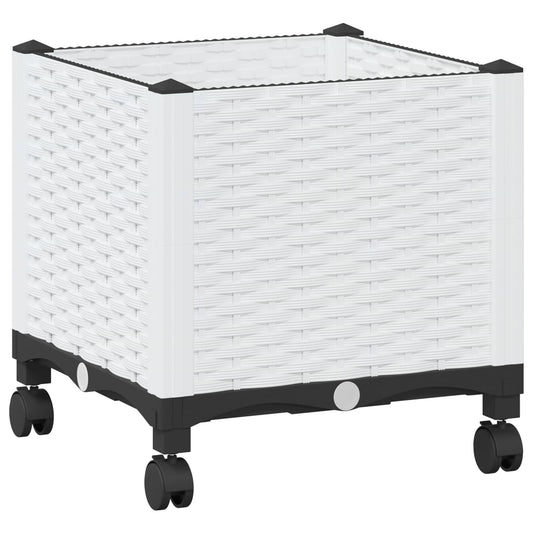 Garden Planter with Wheels White 40 x 40 x 48 cm PP Garden Planter with Wheels White 40 x 40 x 48 cm PP