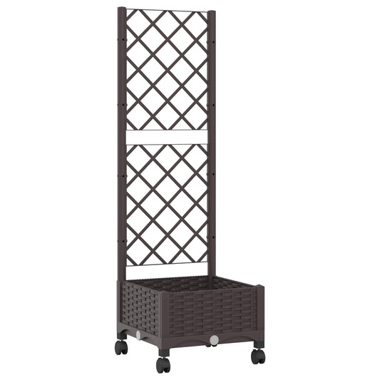 Garden Planter with Trellis&Wheels Brown 40 x 40 x 131.5 cm PP Garden Planter with Trellis&Wheels Brown 40 x 40 x 131.5 cm PP