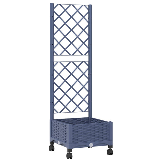 Garden Planter with Trellis&Wheels Blue Grey 40 x 40 x 131.5 cm Garden Planter with Trellis&Wheels Blue Grey 40 x 40 x 131.5 cm