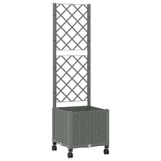 Garden Planter with Trellis&Wheels Light Grey 40 x 40 x 146 cm Garden Planter with Trellis&Wheels Light Grey 40 x 40 x 146 cm