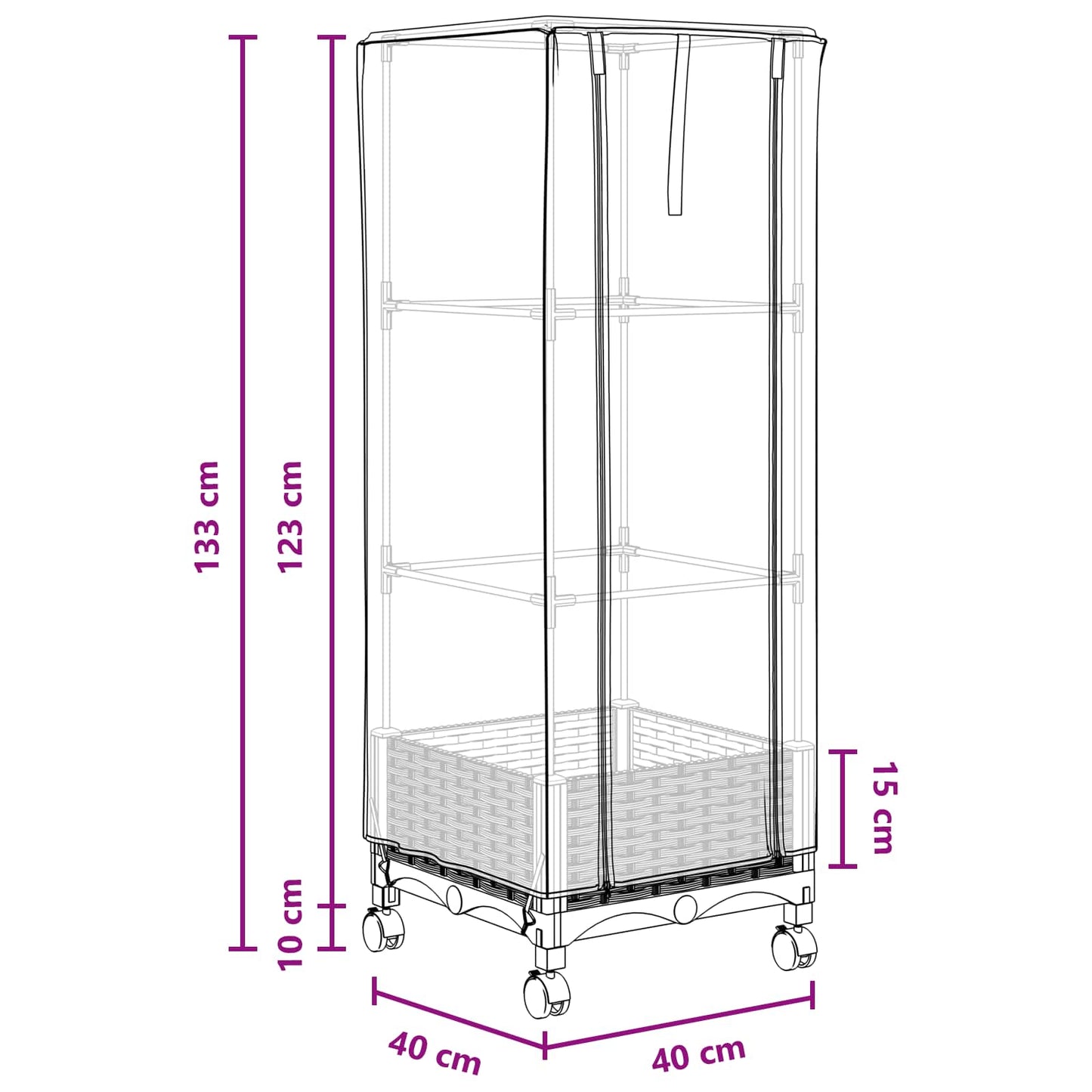 Garden Planter with Greenhouse Cover&Wheels Blue Grey PP