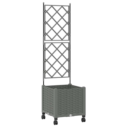 Garden Planter with Trellis&Wheels Light Grey 40 x 40 x 149 cm Garden Planter with Trellis&Wheels Light Grey 40 x 40 x 149 cm