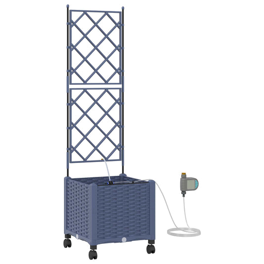 Garden Planter with Irrigation&Wheels Grey 40 x 40 x 148 cm PP Garden Planter with Irrigation&Wheels Grey 40 x 40 x 148 cm PP