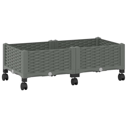 Garden Planter with Wheels Light Grey 80 x 40 x 33 cm PP Garden Planter with Wheels Light Grey 80 x 40 x 33 cm PP