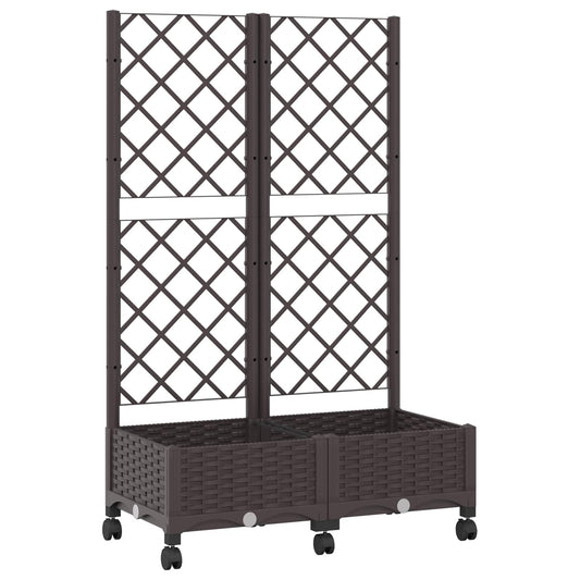 Garden Planter with Trellis&Wheels Brown 80 x 40 x 131.5 cm PP Garden Planter with Trellis&Wheels Brown 80 x 40 x 131.5 cm PP