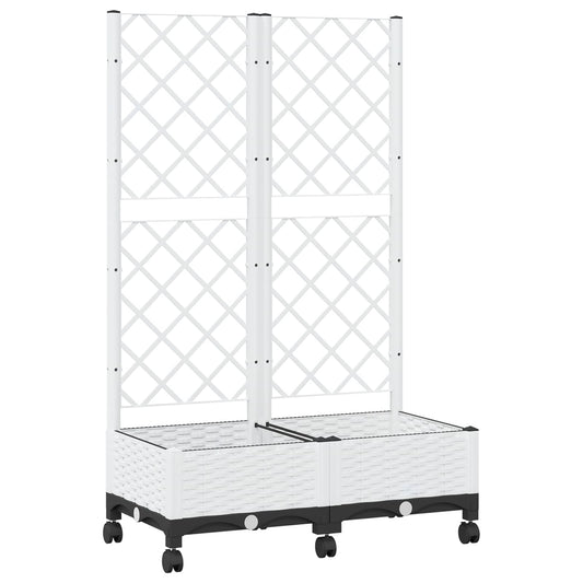 Garden Planter with Trellis&Wheels White 80 x 40 x 131.5 cm PP Garden Planter with Trellis&Wheels White 80 x 40 x 131.5 cm PP