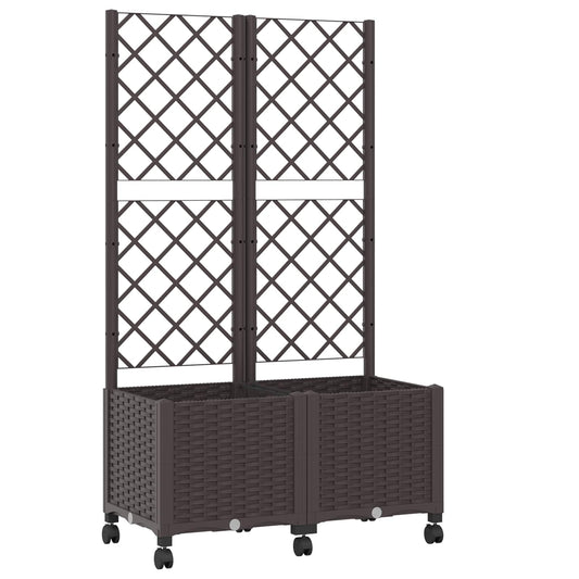 Garden Planter with Trellis&Wheels Brown 80 x 40 x 146 cm PP Garden Planter with Trellis&Wheels Brown 80 x 40 x 146 cm PP