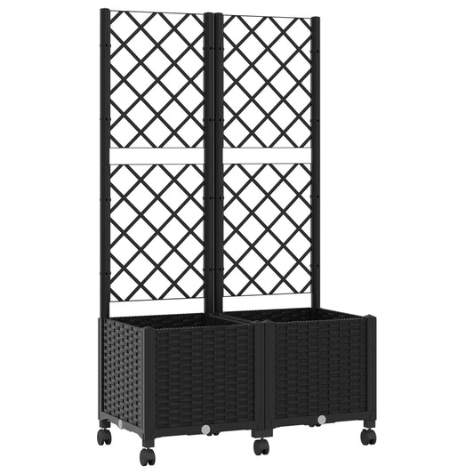 Garden Planter with Trellis&Wheels Black 80 x 40 x 146 cm PP Garden Planter with Trellis&Wheels Black 80 x 40 x 146 cm PP