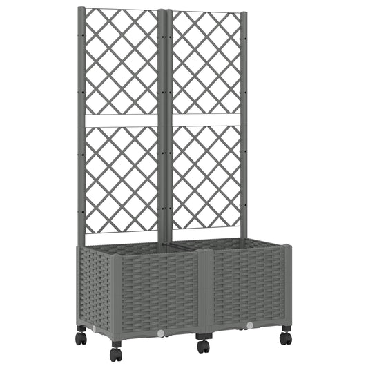 Garden Planter with Trellis&Wheels Light Grey 80 x 40 x 146 cm Garden Planter with Trellis&Wheels Light Grey 80 x 40 x 146 cm