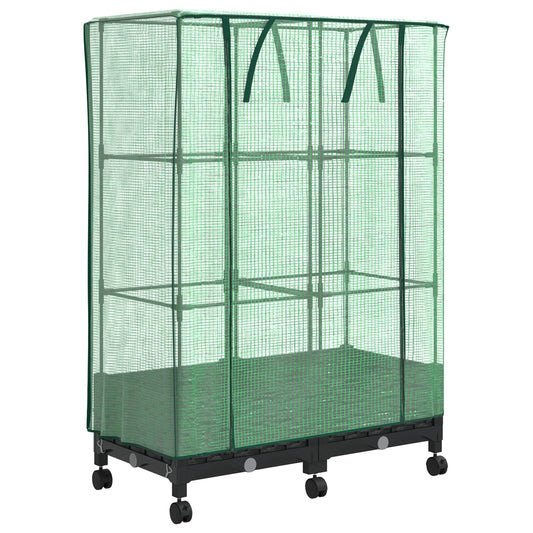 Garden Planter with Greenhouse Cover&Wheels 2 pcs Black PP Garden Planter with Greenhouse Cover&Wheels 2 pcs Black PP