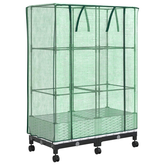 Garden Planter with Greenhouse Cover&Wheels 2 pcs White PP Garden Planter with Greenhouse Cover&Wheels 2 pcs White PP