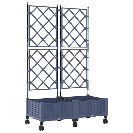 Garden Planter with Trellis&Wheels 2 pcs Grey PP Garden Planter with Trellis&Wheels 2 pcs Grey PP