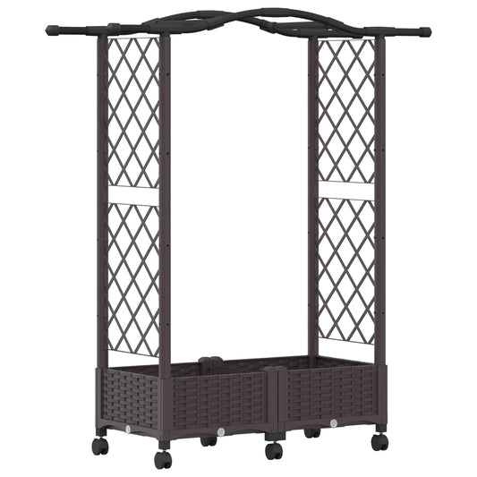 Raised Bed with Trellis and Roof Brown 124 x 40 x 129 cm PP Raised Bed with Trellis and Roof Brown 124 x 40 x 129 cm PP