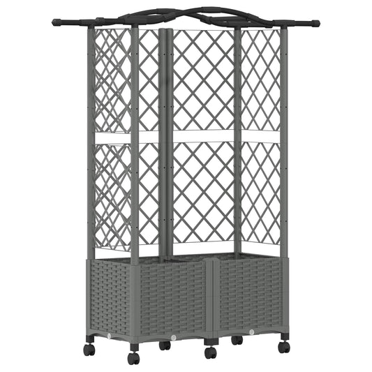 Raised Bed with Trellis and Roof Light Grey 122 x 40 x 144 cm Raised Bed with Trellis and Roof Light Grey 122 x 40 x 144 cm