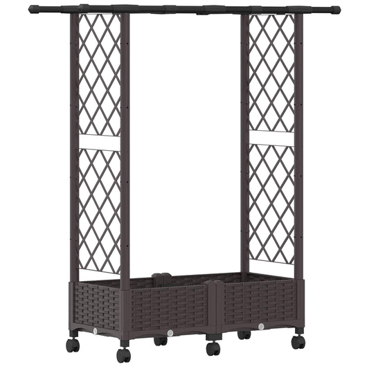 Raised Bed with Trellis and Roof Brown 122.5 x 40 x 127 cm PP Raised Bed with Trellis and Roof Brown 122.5 x 40 x 127 cm PP