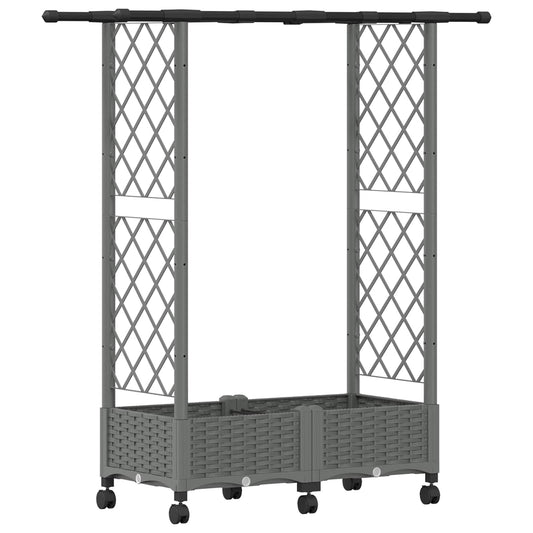 Raised Bed with Trellis and Roof Light Grey 122.5 x 40 x 127 cm Raised Bed with Trellis and Roof Light Grey 122.5 x 40 x 127 cm