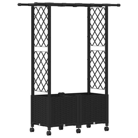 Raised Bed with Trellis and Roof Black 124.5 x 40 x 142 cm PP Raised Bed with Trellis and Roof Black 124.5 x 40 x 142 cm PP