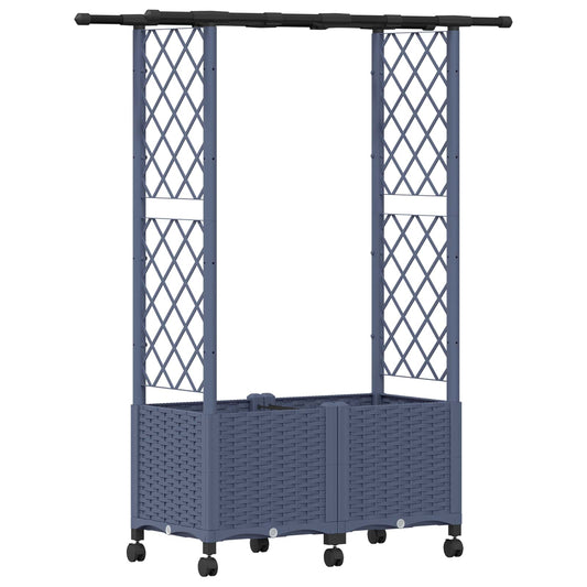 Raised Bed with Trellis and Roof Grey 124.5 x 40 x 142 cm PP Raised Bed with Trellis and Roof Grey 124.5 x 40 x 142 cm PP