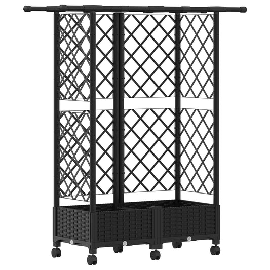 Raised Bed with Trellis and Roof Black 124 x 40 x 127 cm PP Raised Bed with Trellis and Roof Black 124 x 40 x 127 cm PP
