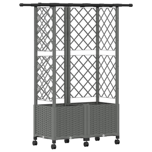 Raised Bed with Trellis and Roof Light Grey 124 x 40 x 142 cm Raised Bed with Trellis and Roof Light Grey 124 x 40 x 142 cm