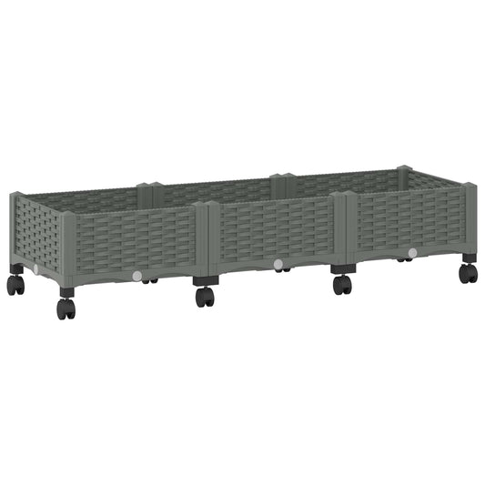 Garden Planter with Wheels Light Grey 120 x 40 x 33 cm PP Garden Planter with Wheels Light Grey 120 x 40 x 33 cm PP