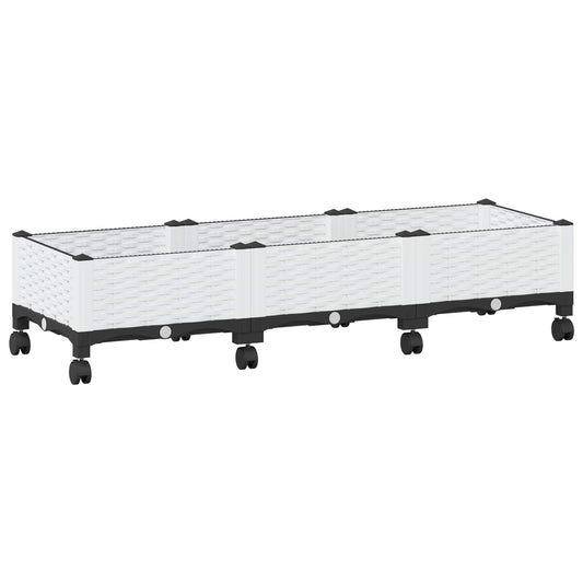 Garden Planter with Wheels White 120 x 40 x 33 cm PP Garden Planter with Wheels White 120 x 40 x 33 cm PP