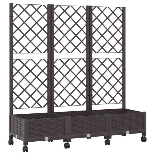 Garden Planter with Trellis&Wheels Brown 120 x 40 x 131.5 cm PP Garden Planter with Trellis&Wheels Brown 120 x 40 x 131.5 cm PP
