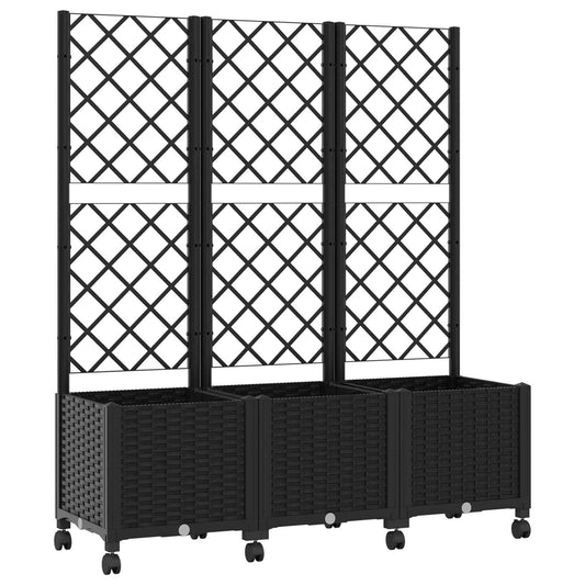 Garden Planter with Trellis&Wheels Black 120 x 40 x 146 cm PP Garden Planter with Trellis&Wheels Black 120 x 40 x 146 cm PP