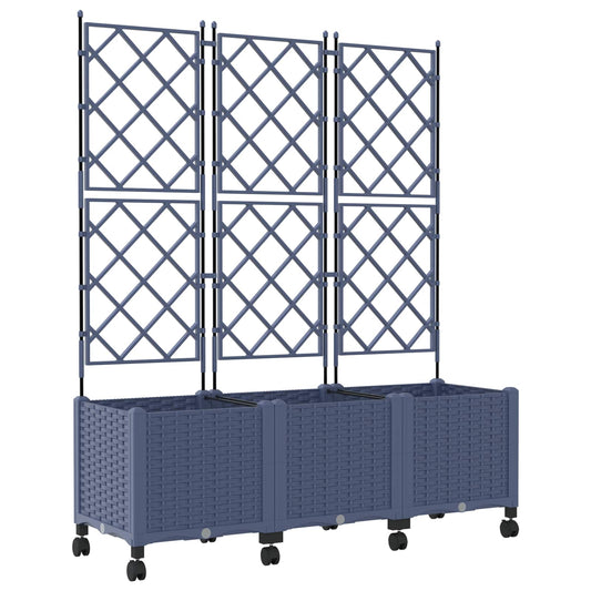 Garden Planter with Trellis&Wheels 3 pcs Grey 120 x 40 x 149 cm Garden Planter with Trellis&Wheels 3 pcs Grey 120 x 40 x 149 cm