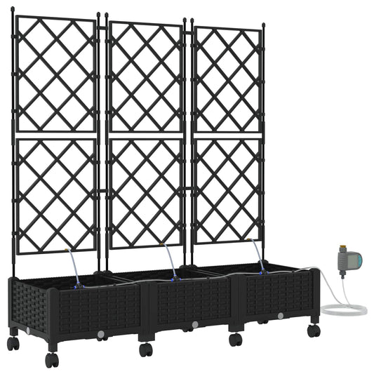 Garden Planter with Irrigation&Wheels 3 pcs Black PP Garden Planter with Irrigation&Wheels 3 pcs Black PP