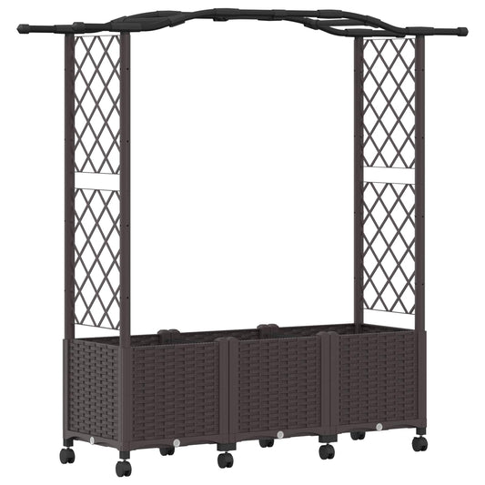 Raised Bed with Trellis and Roof Brown 164 x 40 x 144 cm PP Raised Bed with Trellis and Roof Brown 164 x 40 x 144 cm PP